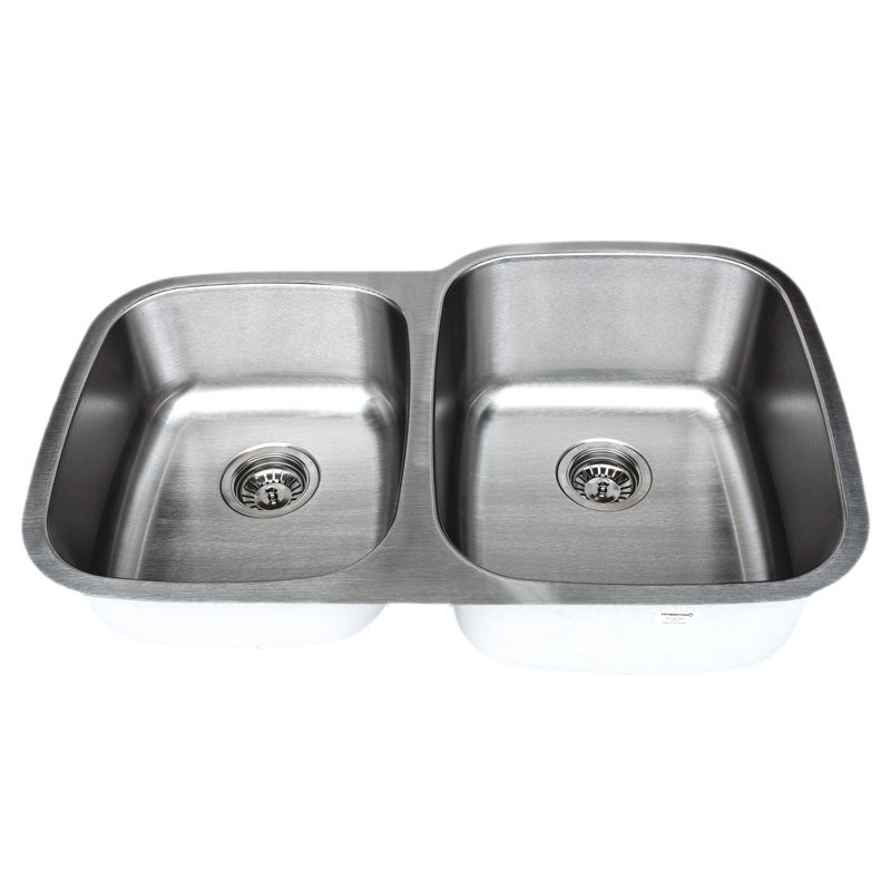 Craftsmen Series 32.125 " L Undermount Double Bowl Stainless Steel Kitchen Sink