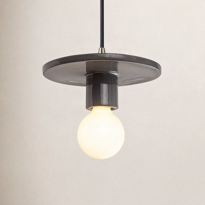 Luminaire suspendu à 1 lumière Leni, Noir mat carbone, Laiton antique