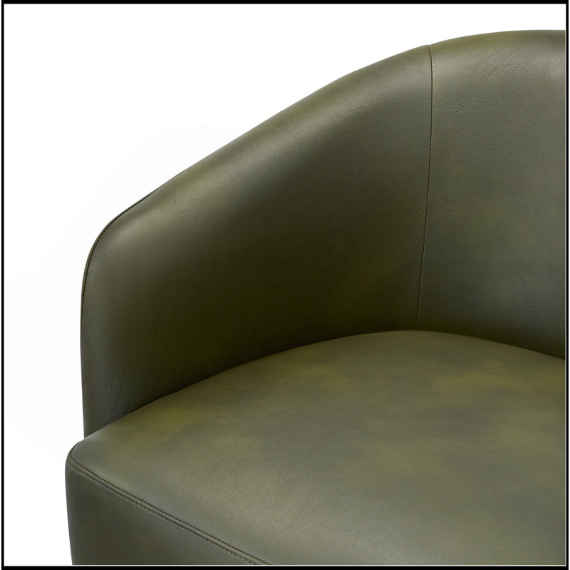 Faux Leather Swivel Barrel Chair, Green