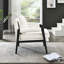 Fauteuil moderne en chenille avec coussin, structure en bois noir, dossier amovible, siège d'une hauteur de 19 po, chaise rembourrée en bois blanc, coussin réglable,