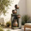 Grande fontaine d'eau extérieure 50,39 "avec lumières - 4 cascades en cascade fontaine pour jardin, patio, cour arrière, porche à l'intérieur - caractéristique de l'eau extérieure autoportante-1375225301