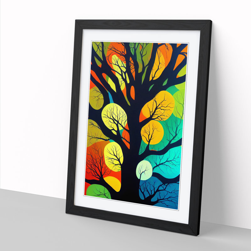 Tree Colours - Single Picture Frame Print, 64cm H x 46cm W x 2cm D, Oak