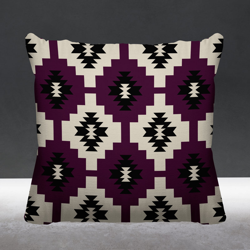 Coussin intérieur / extérieur Hinto Southwestern, Mauve, 15 po x 15 po, Carré