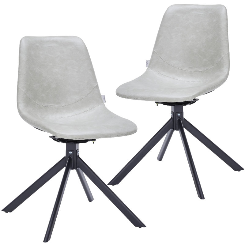 Matthew Leather Dining Side Chair With 360-Degree Swivel And Powder-Coated Iron Legs Matthew Collection, Blue, 2