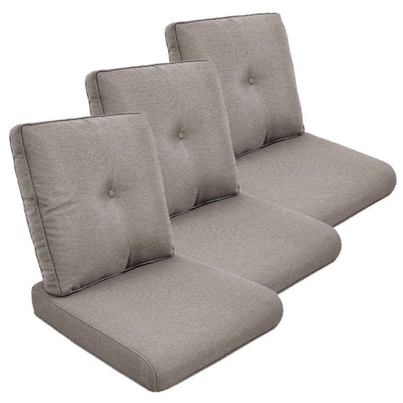 Coussin de siège / dossier d'extérieur Schutt, Gris, 3 coussins de siège / dossier