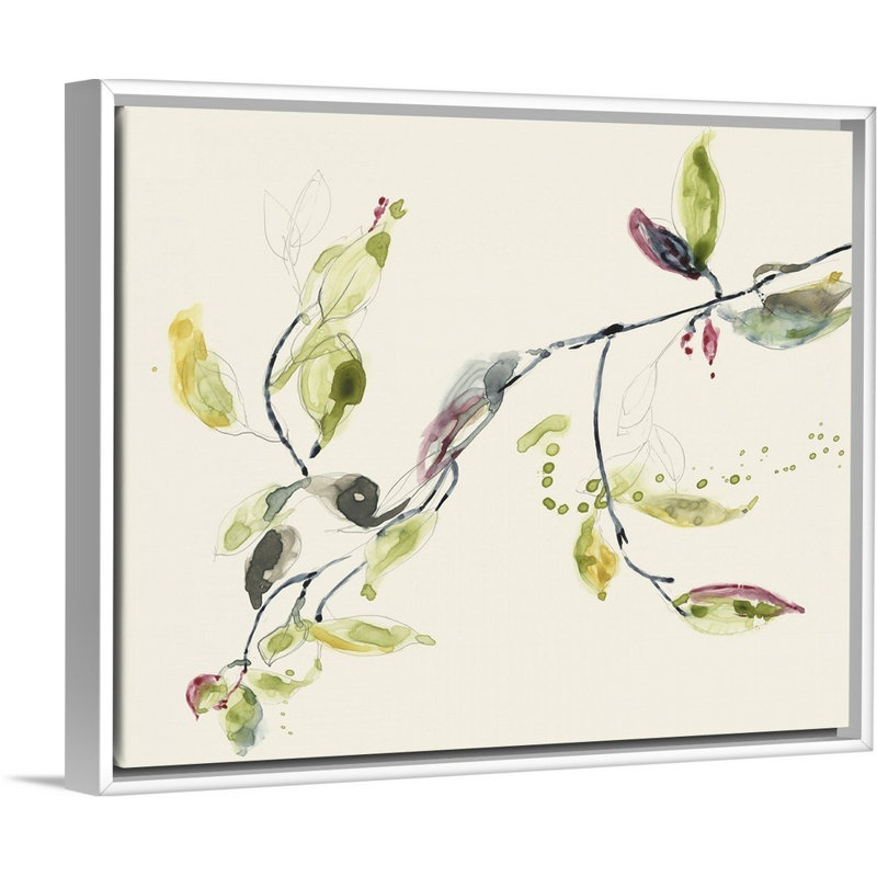 Feuille, branche I, H 18 po x l 22 po, Toile avec cadre blanc