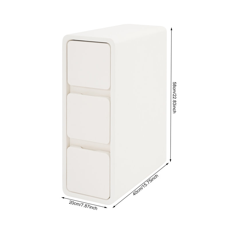 Bedside Table With Three Drawers(15.75*7.87*22.83 In), White