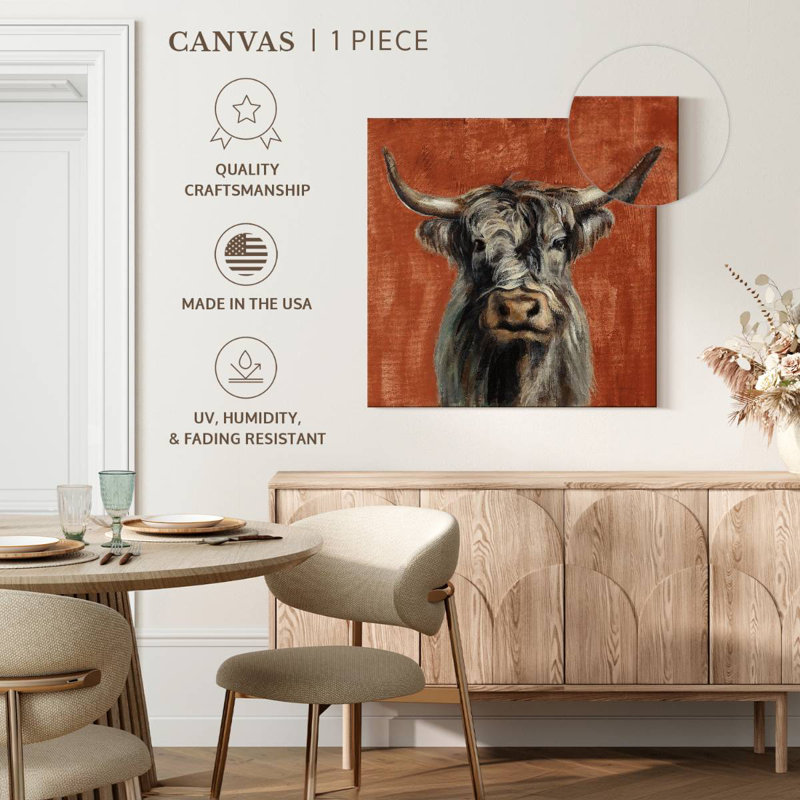 Brampt Highland Cow On Terracotta