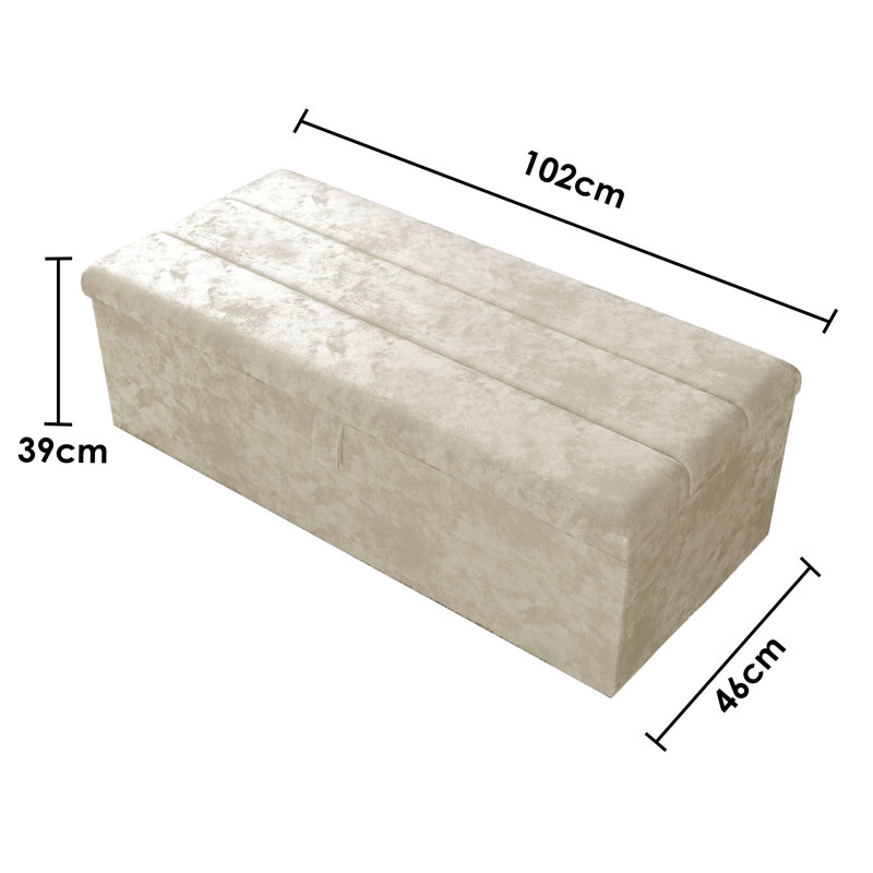 Airiona 102cm Wide Rectangle Striped Standard Ottoman with Storage, Cream