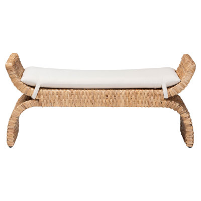 Baxton Studio Agave Woven Seagrass Bench with Removable Cushion