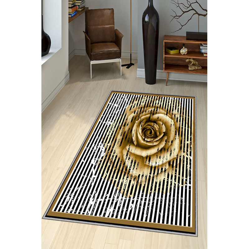 Premium Hall Carpet, 3.3 x 6.6 Feet, 100% Polyester, 0.3 in Pile Height | Antibacterial, Non-Slip Underside, Machine Washable | Elegant 3D Digital Print Design, Perfect for Entryways & Living Rooms