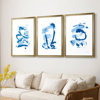 Blue Breeze I - Toile tendue avec châssis sur mesure - 3 pièces