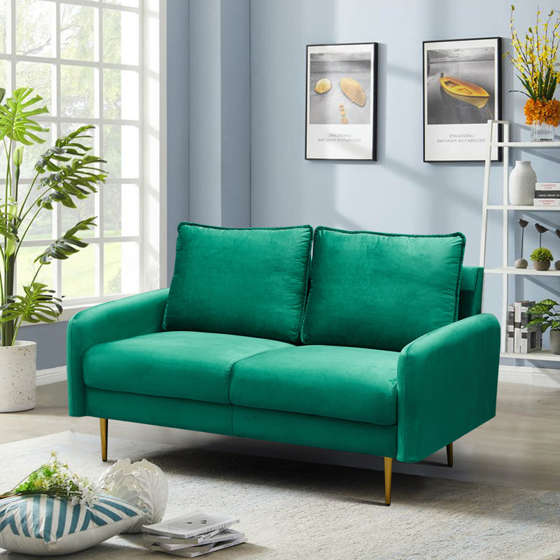 Govany 57.8'' Velvet Loveseat, Green Velvet, 33" H x 57.8" W x 31.7" D