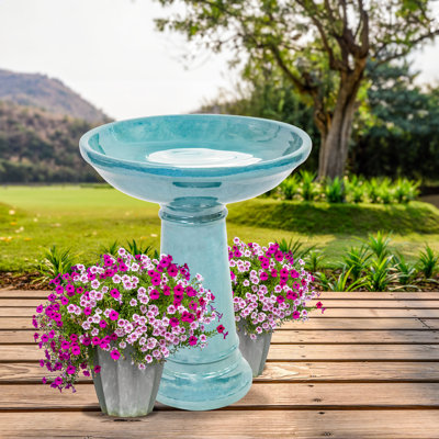 Turquoise Ceramic Bird Bath: Stunning Garden Decor Ideas