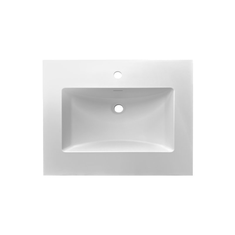 Plateau de meuble-lavabo en résine solide de 25 po x P 22 po avec évier durable, facile à nettoyer et encastré