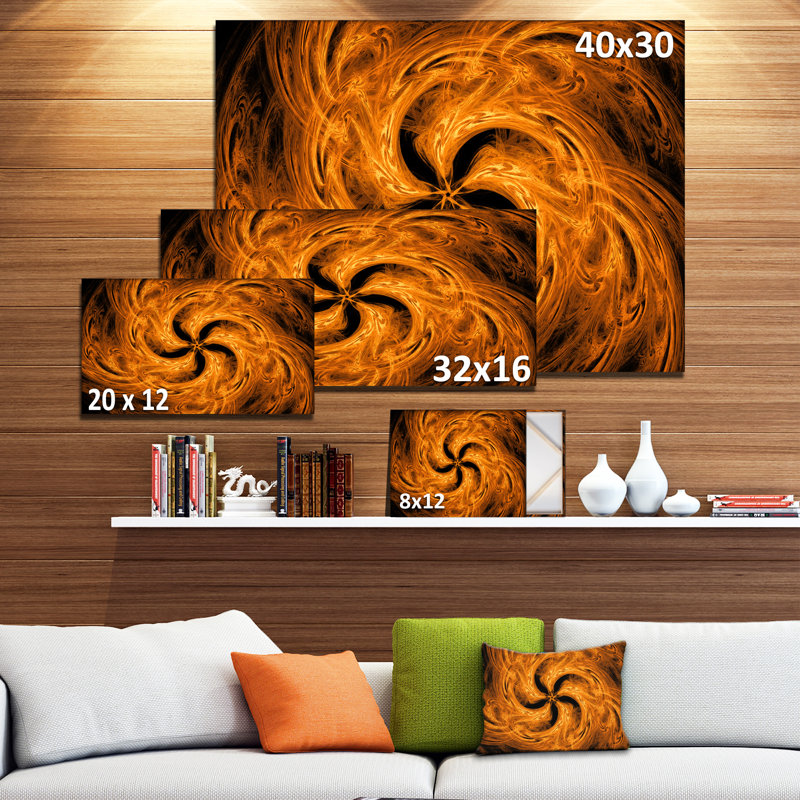 «Brown Fire Fractal Flower Design», impression, H 20 po x l 20 po x P 1 po, Toile tendue