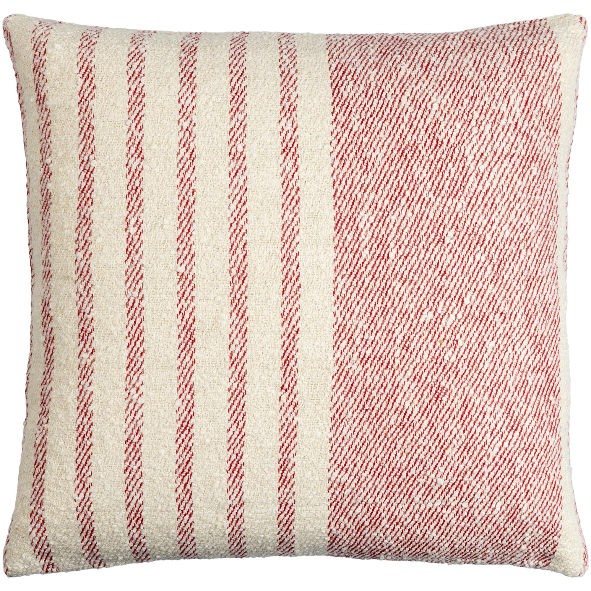 Weldon Striped Cotton Throw Pillow, Red, Down, 18" x 18"
