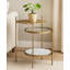Table d'appoint Galahad en marbre blanc moderne et fer laiton