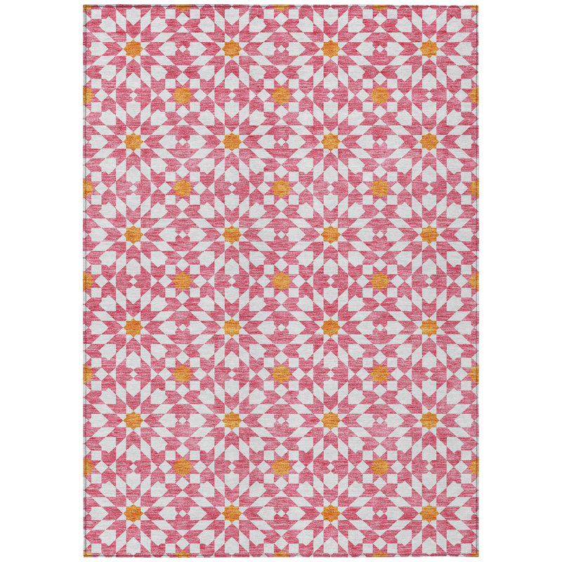 Washable Floral Indoor / Outdoor Rug, Rectangle 5' x 7'6"