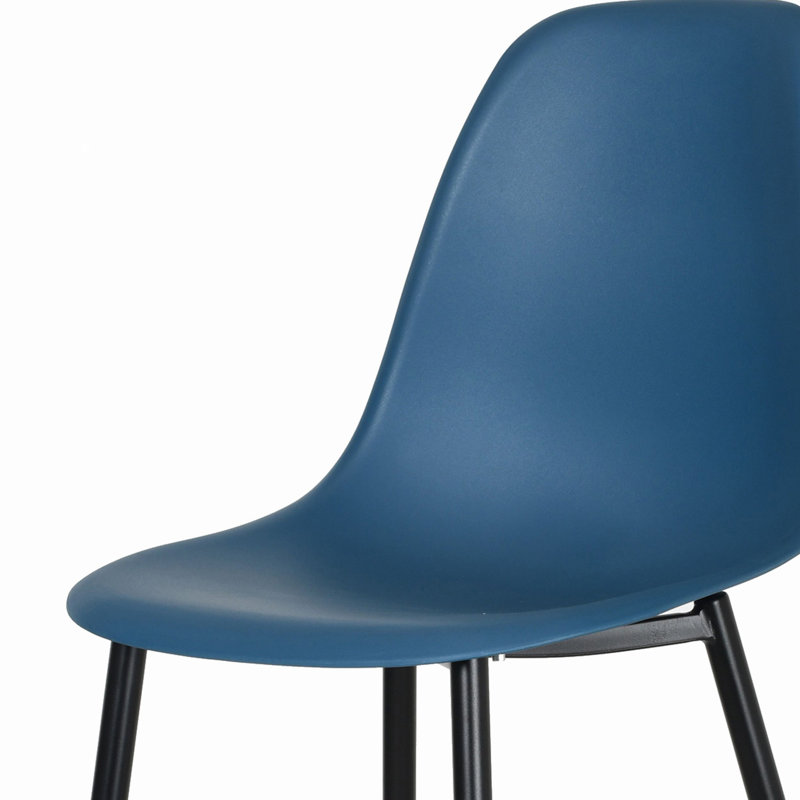 Aspen Gloss White Sintered Stone Rectangular Table and 4 Curve Plastic Chairs - Modern Dining Set, Blue