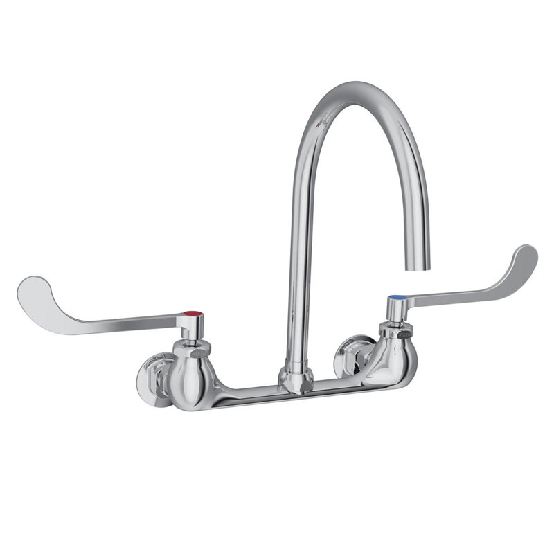 Robinet à entraxe 8 "à fixation sur le comptoir avec bec col-de-cygne 8" et poignées de poignées à lame 6 "1/2"