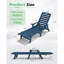 Chaises longues bleues durables pour patio, conception ajustable en aluminium pour une détente au bord de la piscine