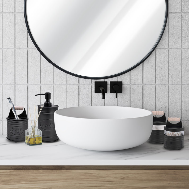 Black Galvanized Metal and Glass 4-Piece Bathroom Set