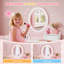 Ensemble de coiffeuse 2 en 1 pour tout-petits et chaise avec coiffeuse de maquillage réglable à 2 tiroirs rose et blanc pour filles
