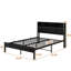 Lit plateforme en métal avec espace de rangement et de charge pour la tête de lit, double, stable, silencieux, facile à assembler, sans sommier, poste de rangement noir, plateforme,