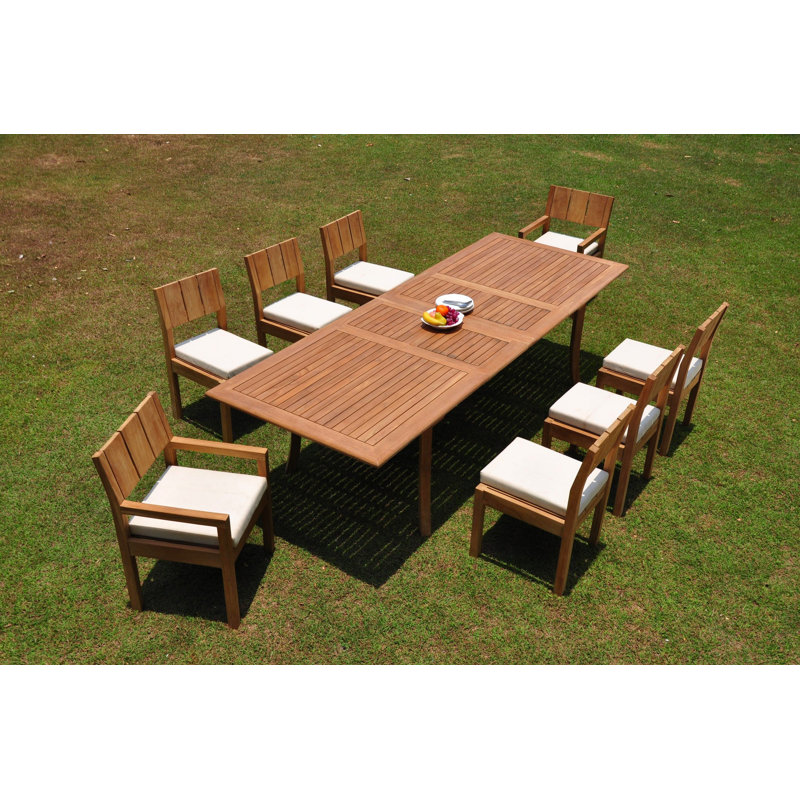 Ingerson 8 - Person Teak Patio Dining Set with Rectangular Table