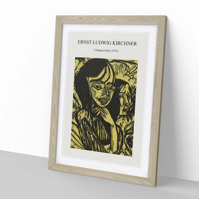Fehmarn Girls by Ernst Ludwig Kirchner - Single Picture Frame Print, 36cm H x 27cm W x 2cm D, Oak Framed