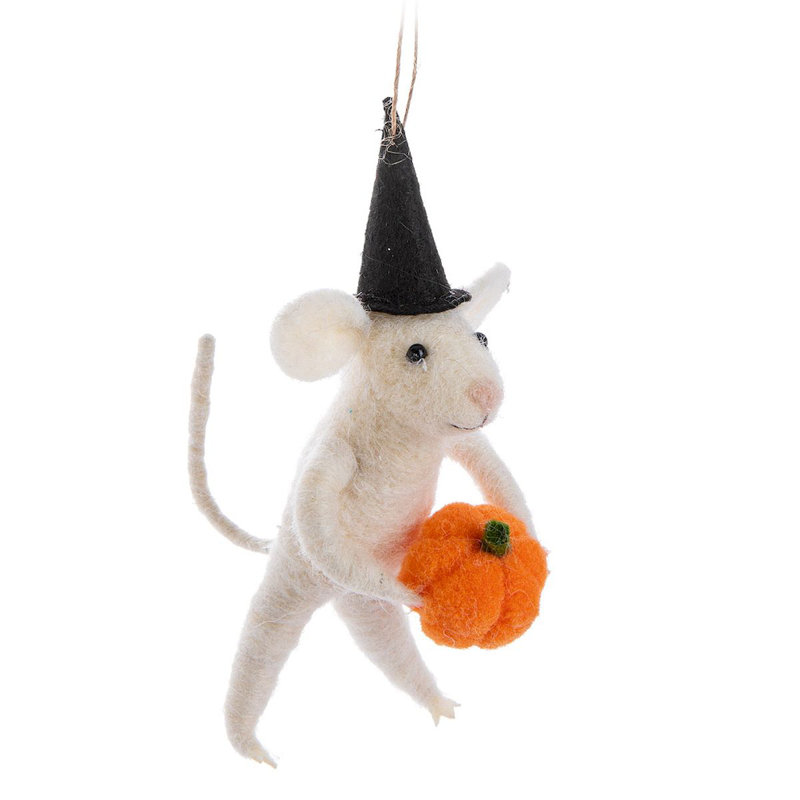 Ornement suspendu souris avec citrouille