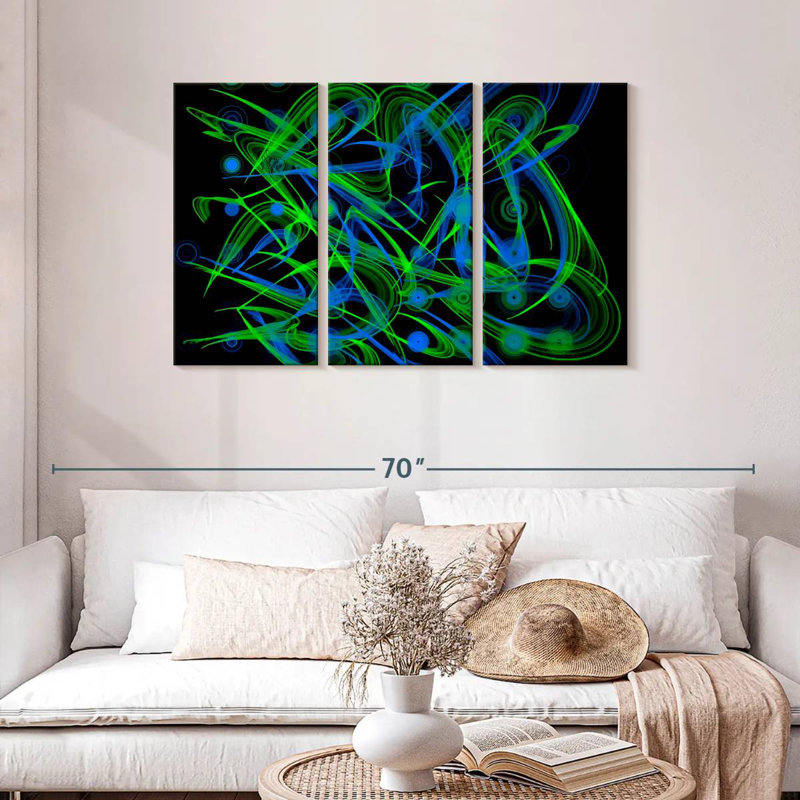 Neon Peacocks Horizontal, 28" H x 45" W