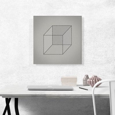 Mid-Century Modern Cube Lines - Reproduction de dessin sur toile tendue