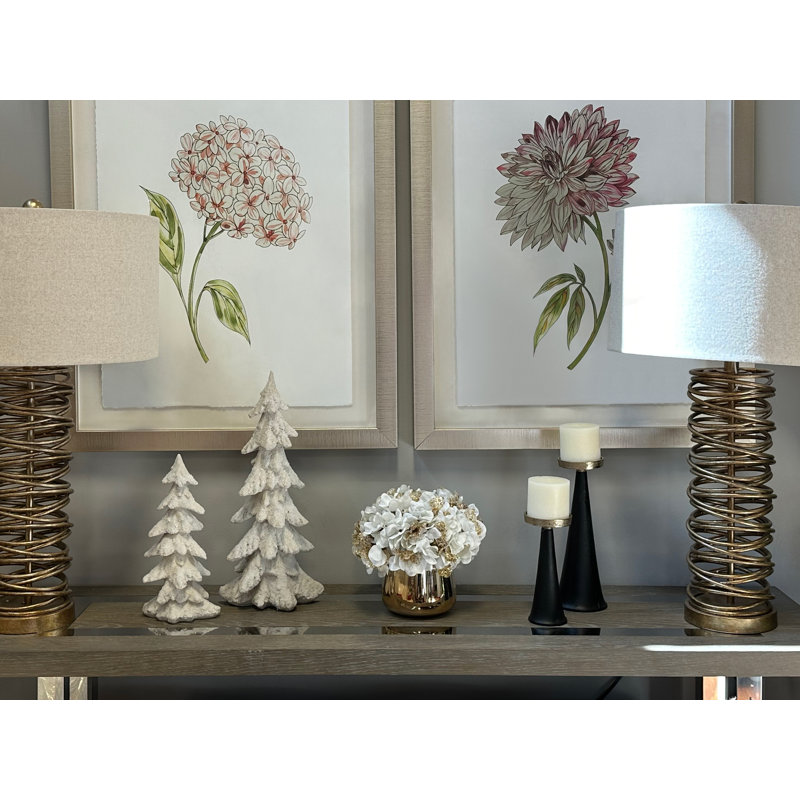 Hydrangea Bouquet In Gold Vase, White