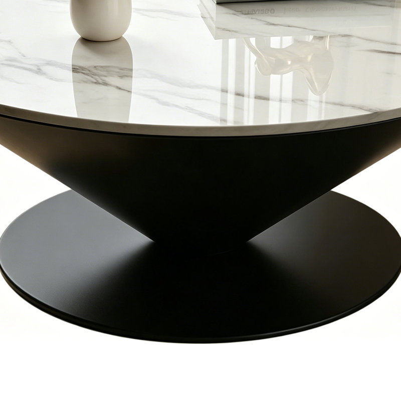 Table basse créative de luxe Italian Light, H 13,38 po x l 29,52 po x P 29,52 po, Gris / Blanc, Marbre