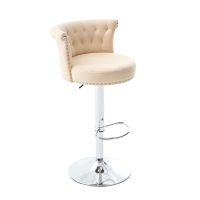 Ensemble de 2 tabourets de bar en velours pivotant avec pieds en métal cloutés, confortables et élégants pour la cuisine et la salle à manger