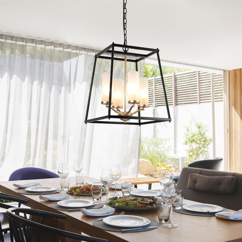 Lustre géométrique doré noir 4 lumières