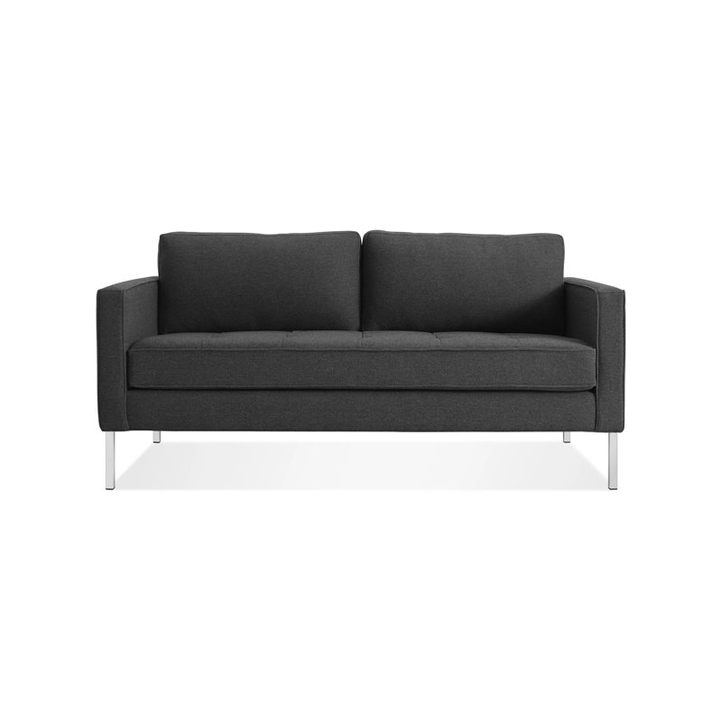 Paramount Loveseat, Otter Velvet Velvet, Stainless Steel