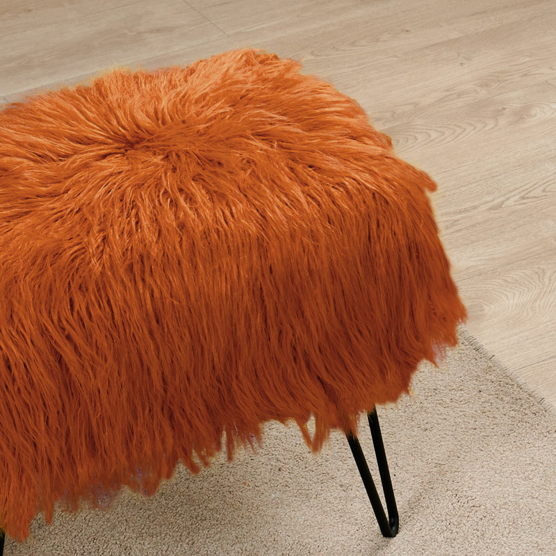Repose-pieds standard de 19 po de large Keilia, Fausse fourrure rouille