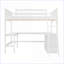 Lit mezzanine double en bois avec bureau Tablettes - blanc, aucun sommier requis pour les chambres compactes-1637975573