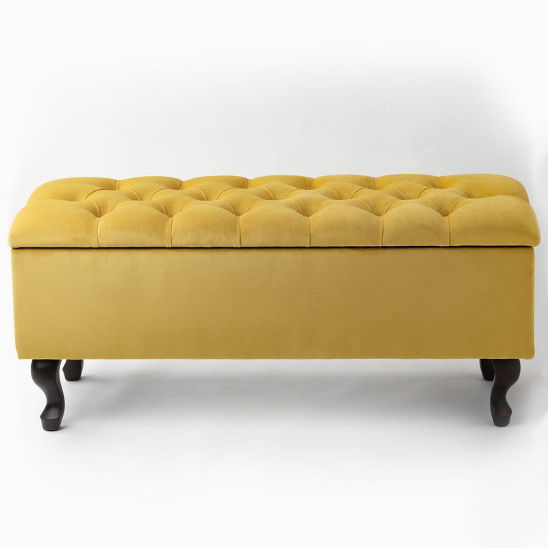 Kahn Velvet Upholstered Storage Bench, 42cm H x 100cm W x 30cm D