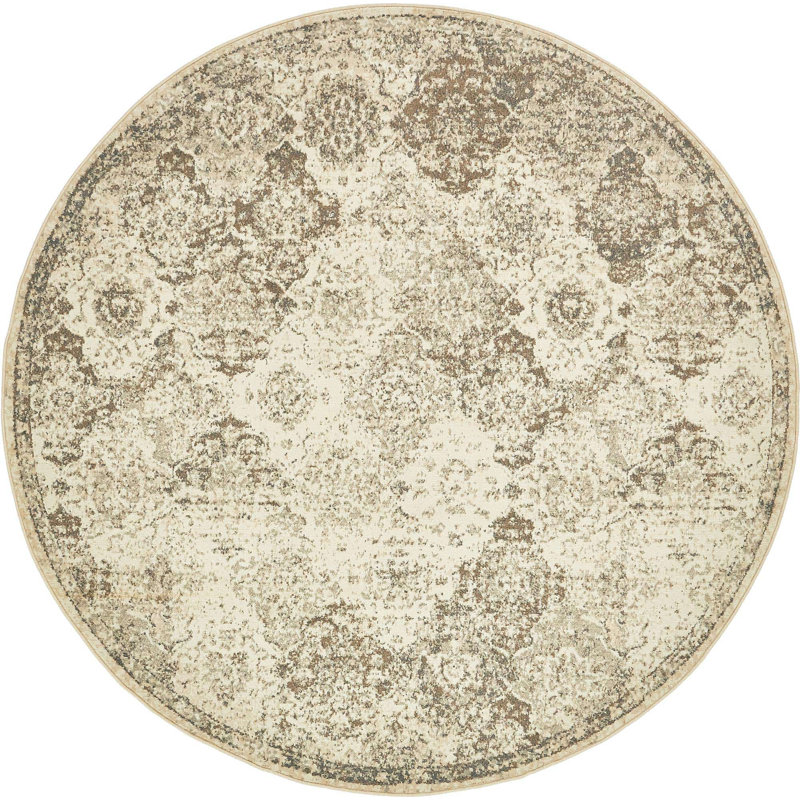 Tapis beige / brun Tobitha Southwestern, Rond 8 pi