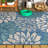 Hagy Modern Floral Textured Weave Navy/Aqua Indoor/Outdoor Rug-1985220456
