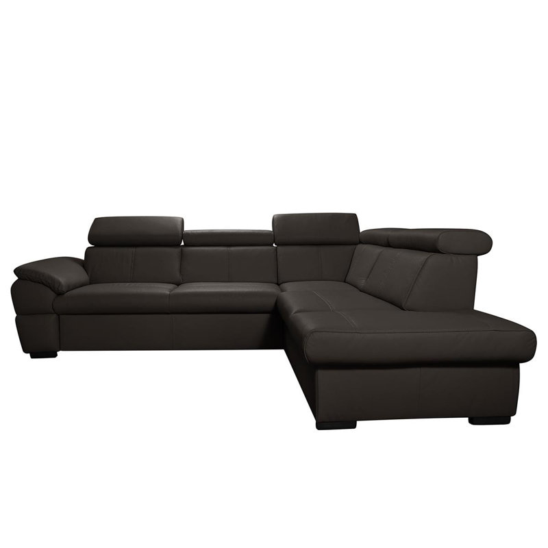 Edena Leather Corner Sofabed, Right Hand Facing, Dark Brown
