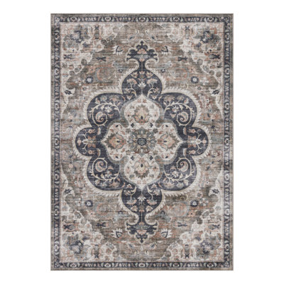 Tapis beige ivoire lavable à la machine Vintage Lefkothea Joy