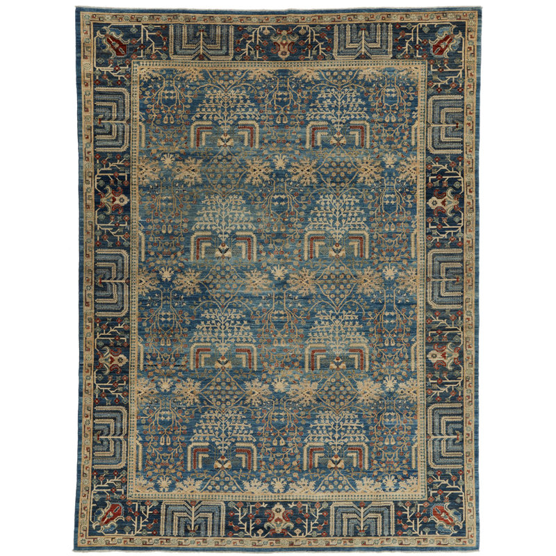 Tapis traditionnel bleu et bleu marine 10 x 14