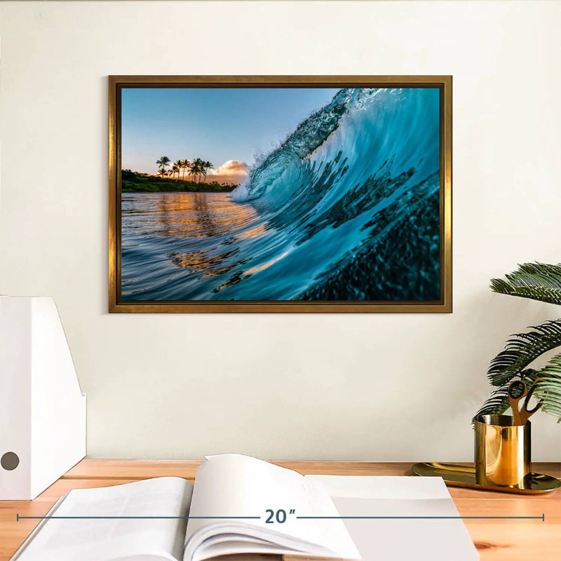 Vague du matin, Cadre flottant doré, 13 po x 9 po
