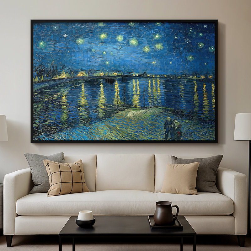 Nuit étoilée au-dessus du rhône, 1888 - Vincent van Gogh, toile tendue avec châssis, 26 x 40, Noir
