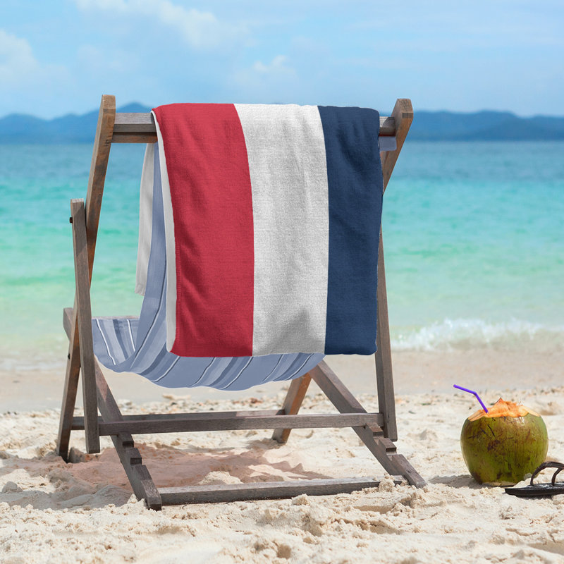 Lightweight Beach Towel, Red/White/Blue, Microfiber